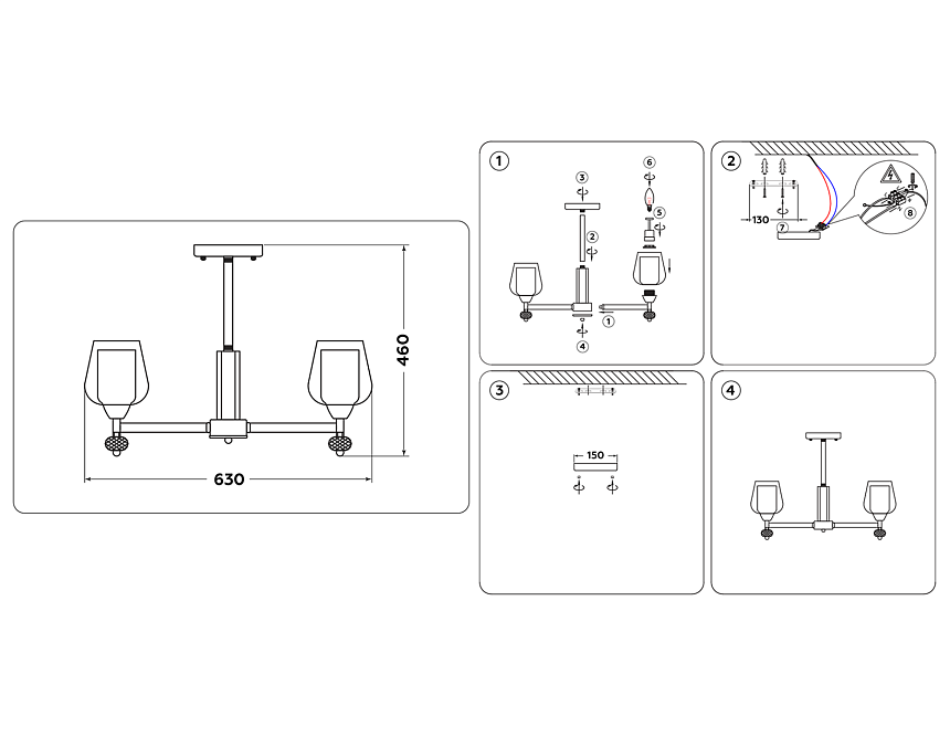 TR3154/5 GD/CL золото/прозрачный E27/5 max 40W D630*460